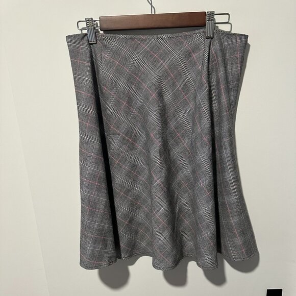 Plaid A-Line Skirt- Grey/Pink size 10 - Picture 1 of 4